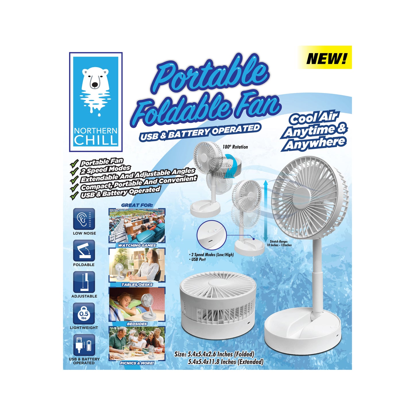 Northern Chill Portable Foldable Fan Cool Air Anytime & Anywhere - As Seen On TV