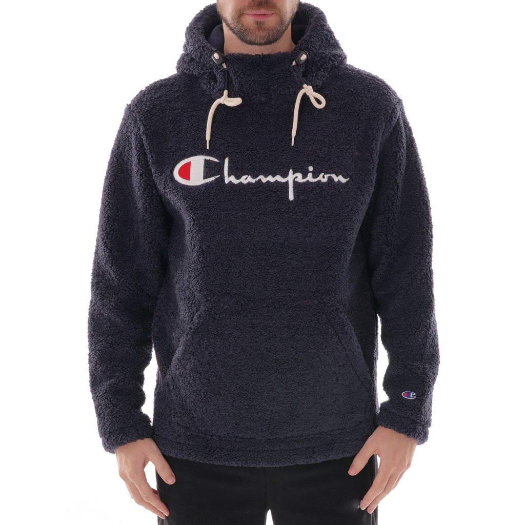 Champion Teddy Hoodie with Script Logo - Medium, Extra Warm Fleece Pullover, Soft Casual Streetwear