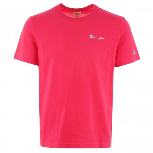Champion Reverse Weave Script Crewneck Tee - Pretty Coral - Large