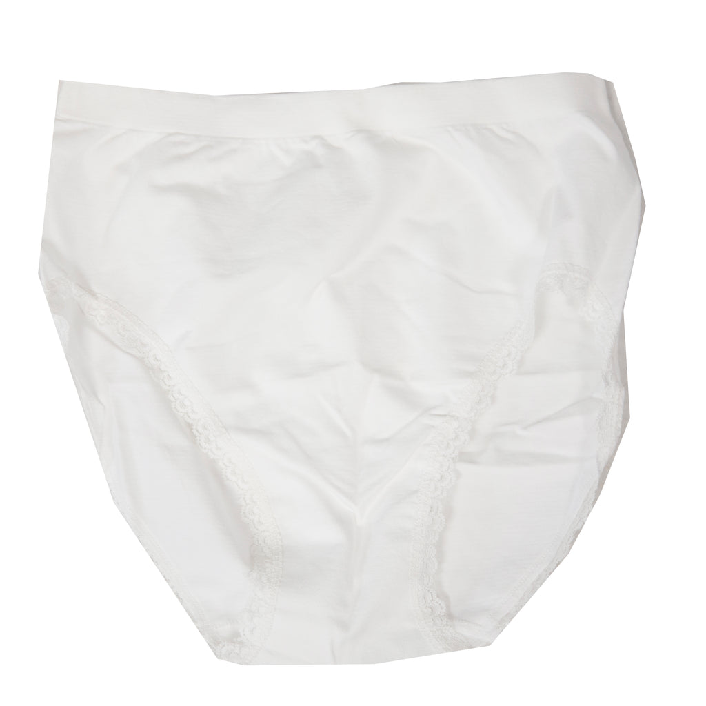 Genie Briefs with Lace Trim - White - 2X